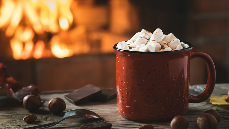A mug of hot chocolate with marshmallows