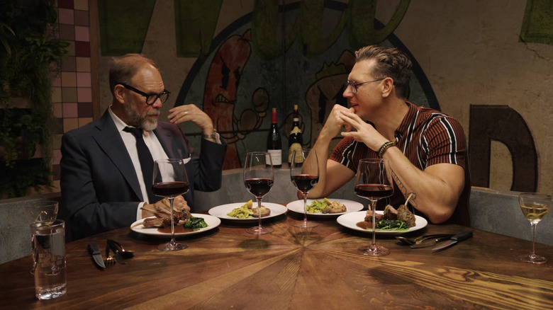 Alton Brown and Josh Scherer on the set of "Last Meals."