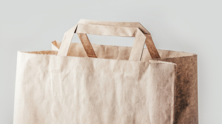 A brown paper bag with handles