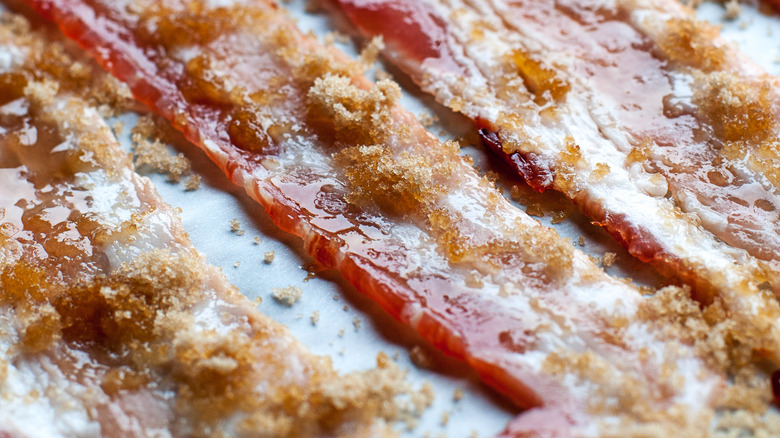 making candied bacon on parchment paper