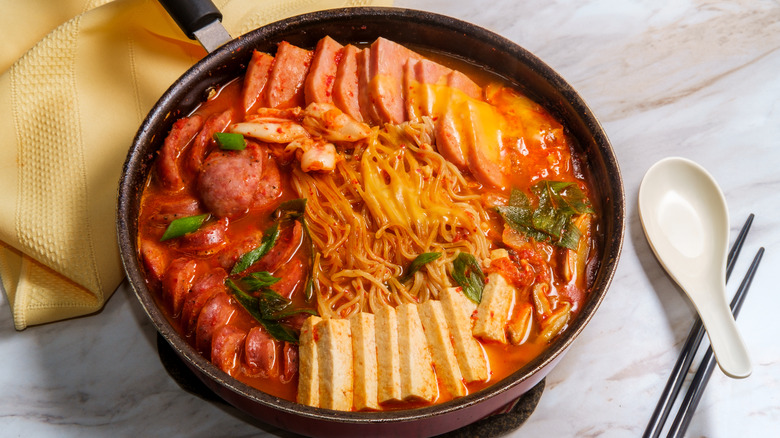 army base stew, budae-jjigae, with American cheese