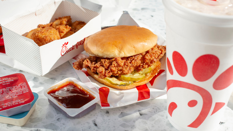 A Chick-Fil-A fried chicken sandwich