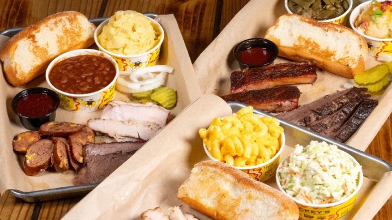 platters of food served at Dickey's Barbecue