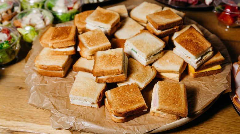 Various sandwiches on platter