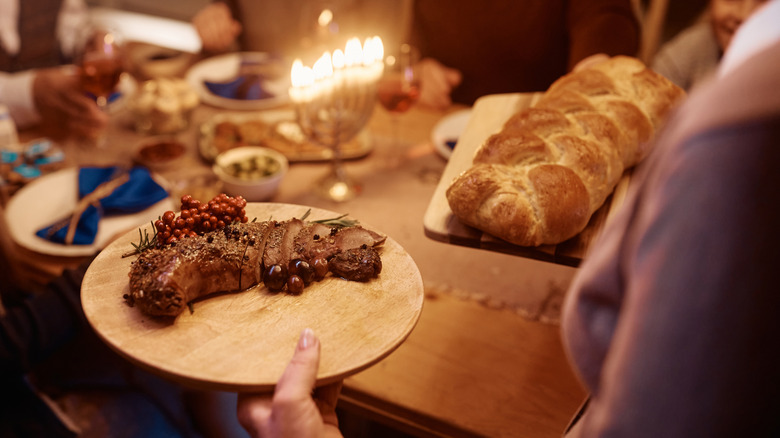 Brisket served at a Hanukkah celebration