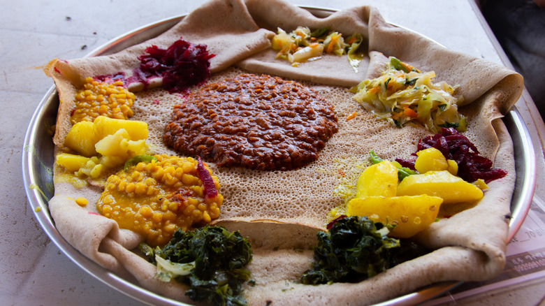 Platter of Ethiopian food