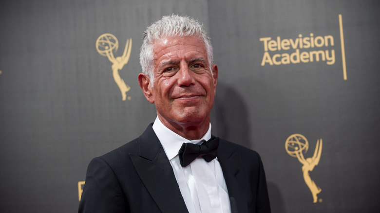 Anthony Bourdain in a tuxedo at the Emmy Awards