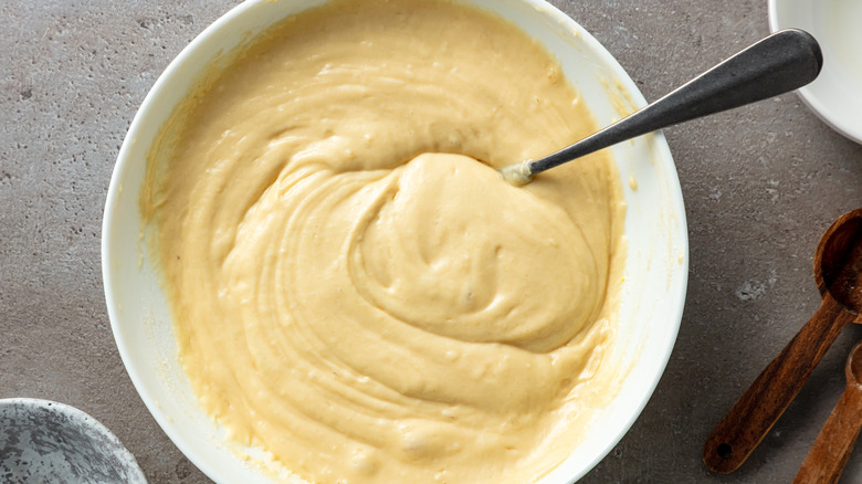 Pancake batter in a bowl