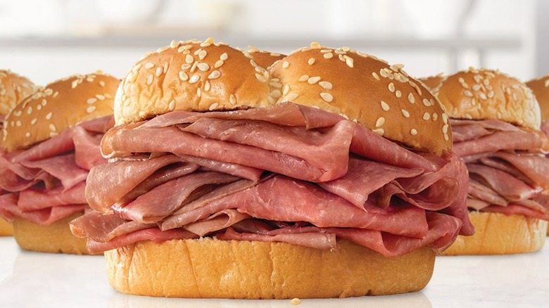 Arby's roast beef sandwiches.