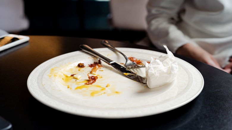 finished plate of food with silverware