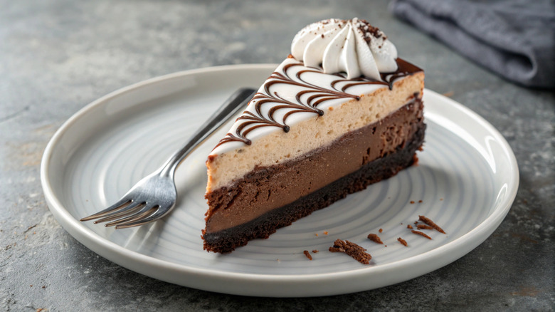 Slice of a chocolate Cheesecake Factory cheesecake
