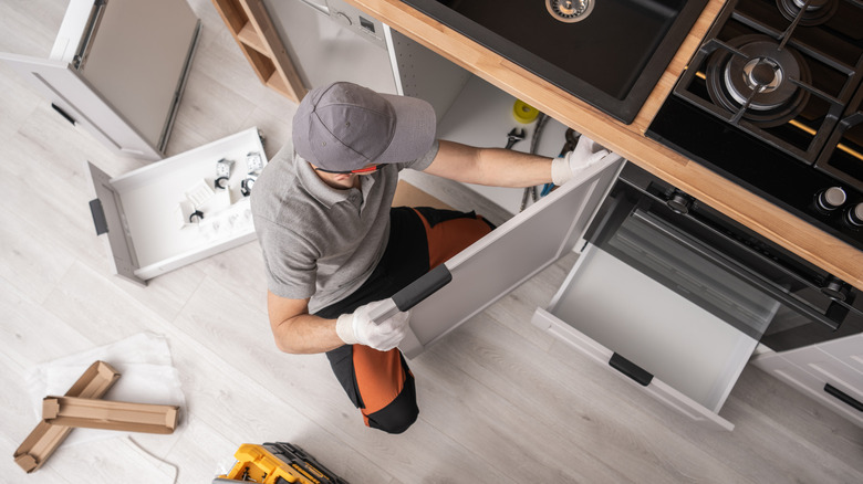 A kitchen being remodelled.