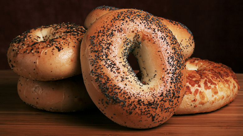 Poppyseed, everything, and cheese bagels