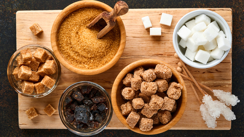 Various types of sugar on display