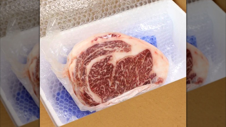 Costco's Japanese Wagyu Ribeye Roast in blister packaging