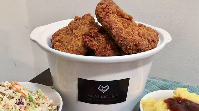 Bucket of vegan fried chicken