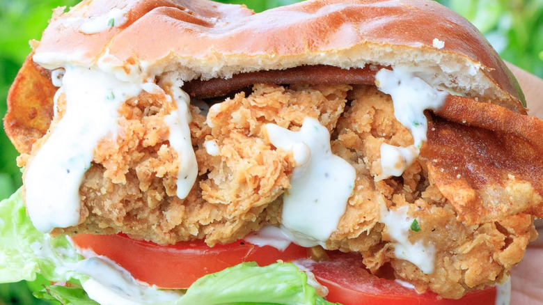 Vegan fried chicken sandwich