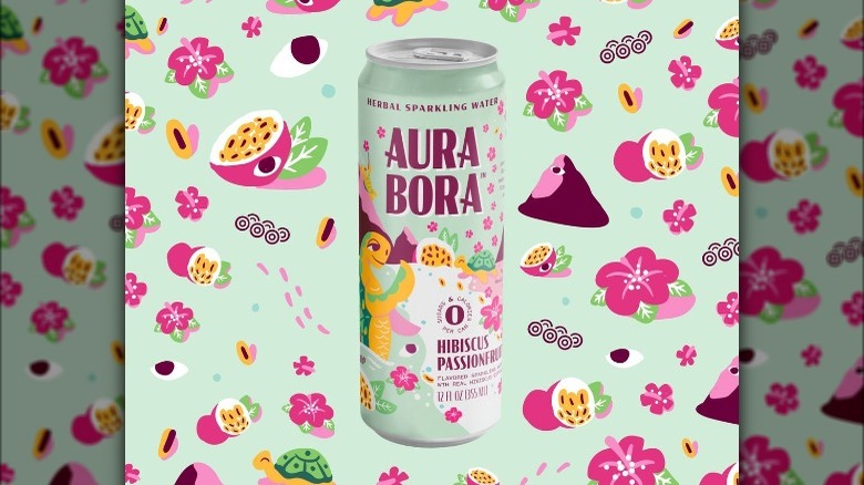 Aura Bora's sparkling waters in hibiscus passionfruit