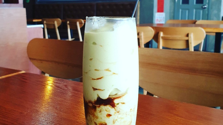 Avocado smoothie with coffee