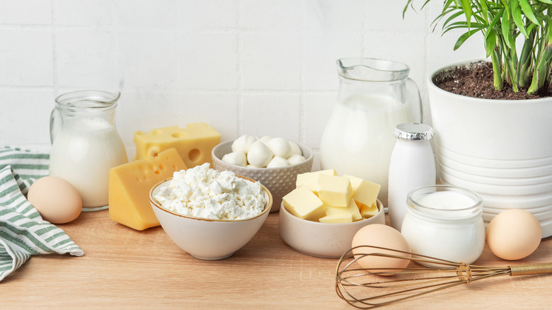 An assortment of fresh dairy products