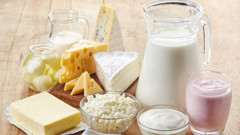Fresh dairy products sitting out