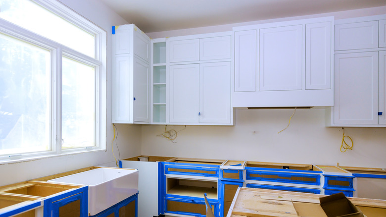 A kitchen under construction