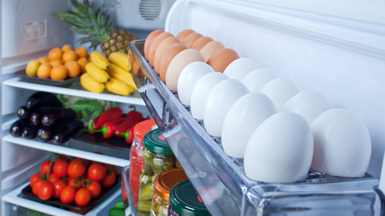 eggs in the refrigerator door