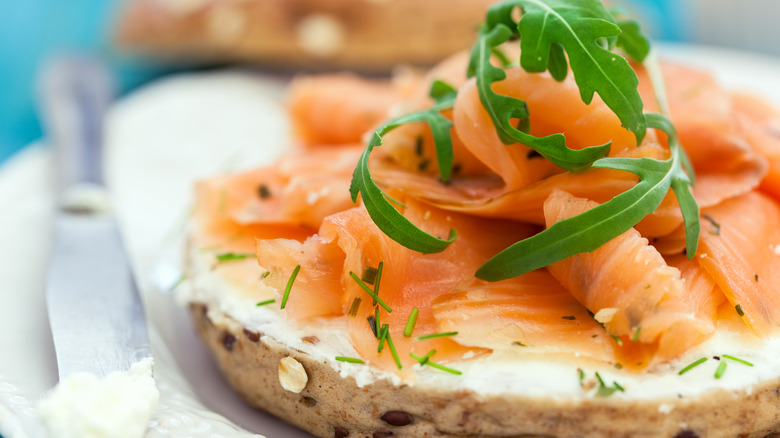 Smoked salmon on a bagel