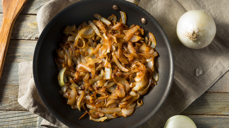 Caramelized onions in a pan