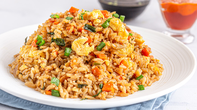 fried rice on white plate