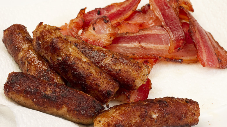 Breakfast bacon and sausage.