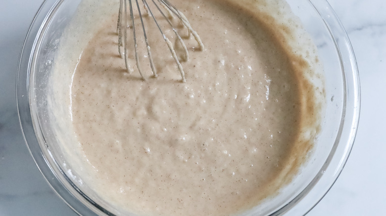 apple donut dough in bowl