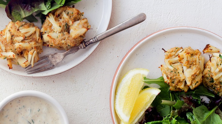 Plate of baked crab cakes