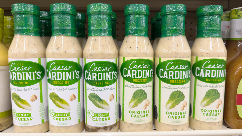 Various Caesar dressing bottles.