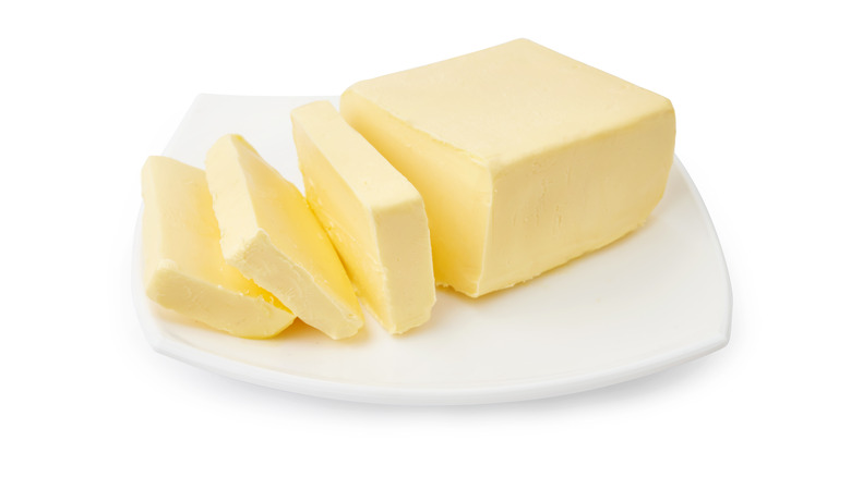 Sliced block of butter