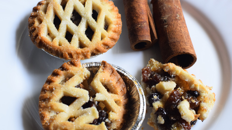 Mincemeat pie on white plate
