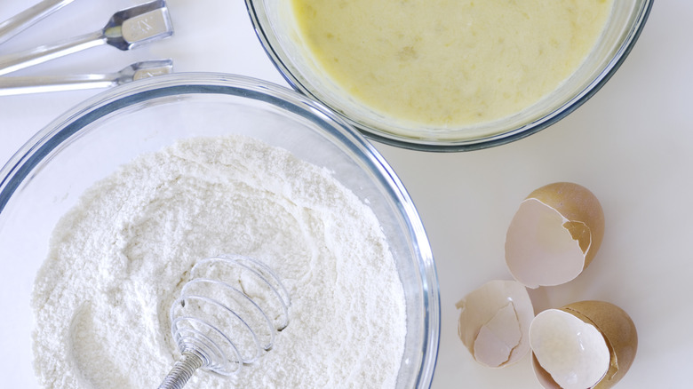 Wet and dry ingredients.