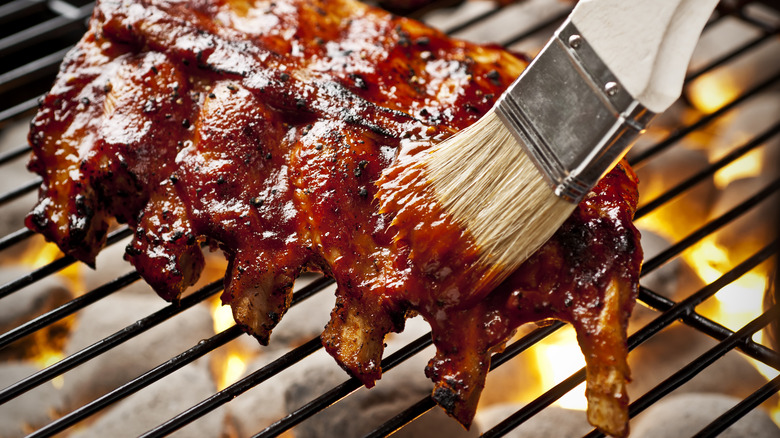 barbecue rib slab on grill