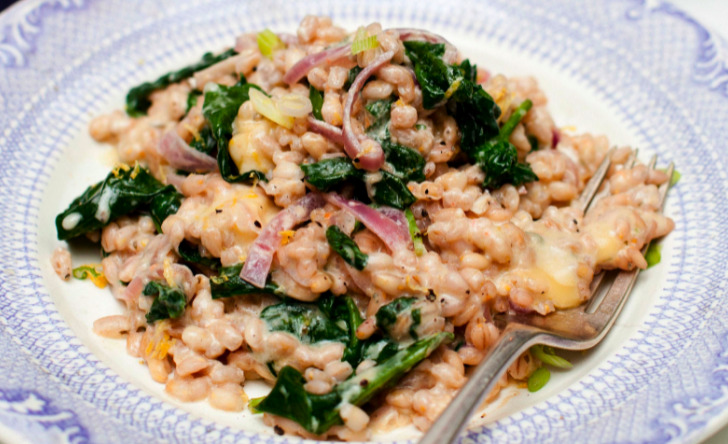 Barley Risotto With Blue Cheese And Spinach Recipe
