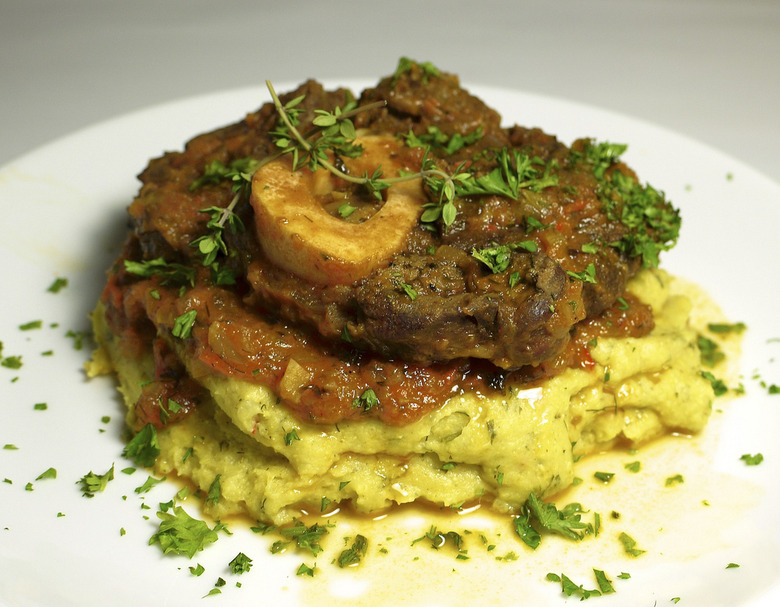 Osso buco means "bone with a hole" in Italian.