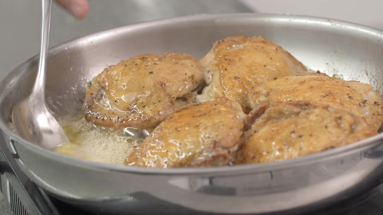 Someone butter-bastes chicken.