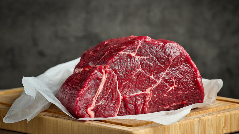 A cut of raw beef.