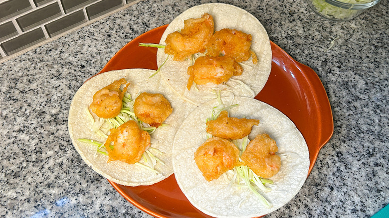 fried shrimp on tortillas