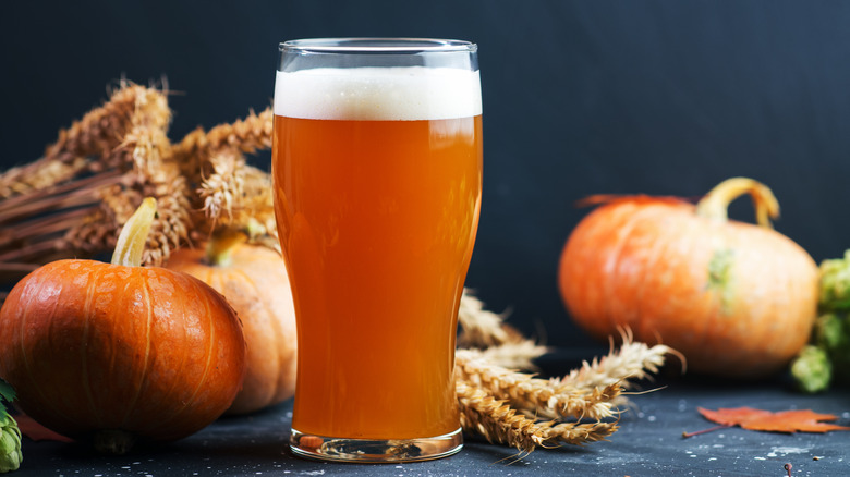 pumpkin spiced beer in glass