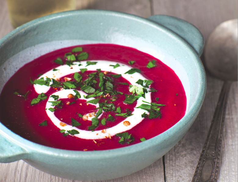 Beet Soup With Plums & Coriander Yogurt Recipe