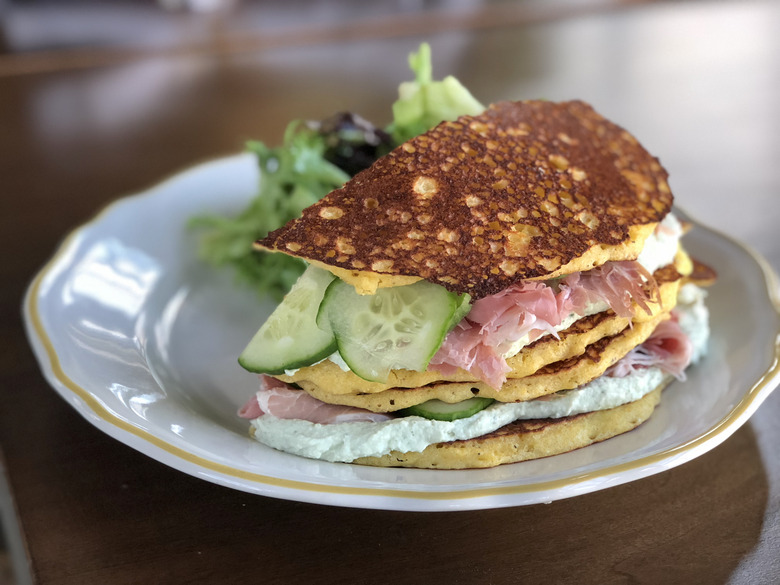 Benedictine and Country Ham on Hoecakes-Josh Smouse, Honeywood, photo by Brynne Bowden