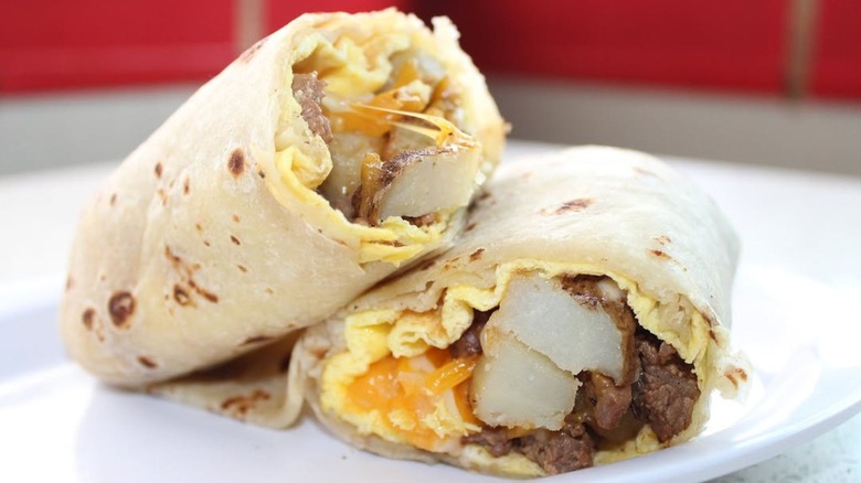 La Perla Cocina #3 breakfast burrito on plate