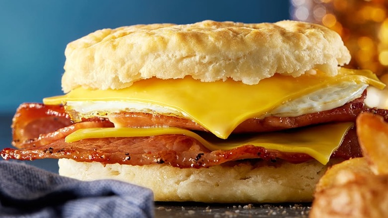 A Bacon, Egg & Cheese Biscuit with from Biscuitville.