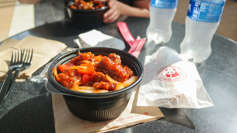 Orange chicken served at Panda Express.