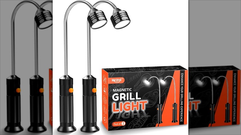 Grill lights stand upright against a white background.